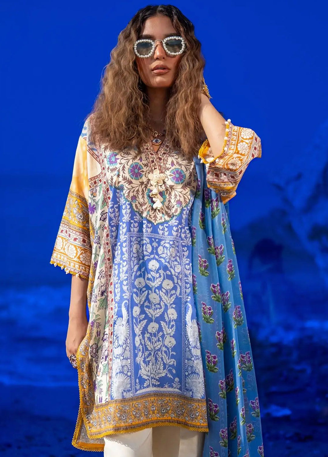 Mahay by Sana Safinaz Printed Lawn Suits Unstitched 2 Piece SS24MH 3A - Spring Summer Collection