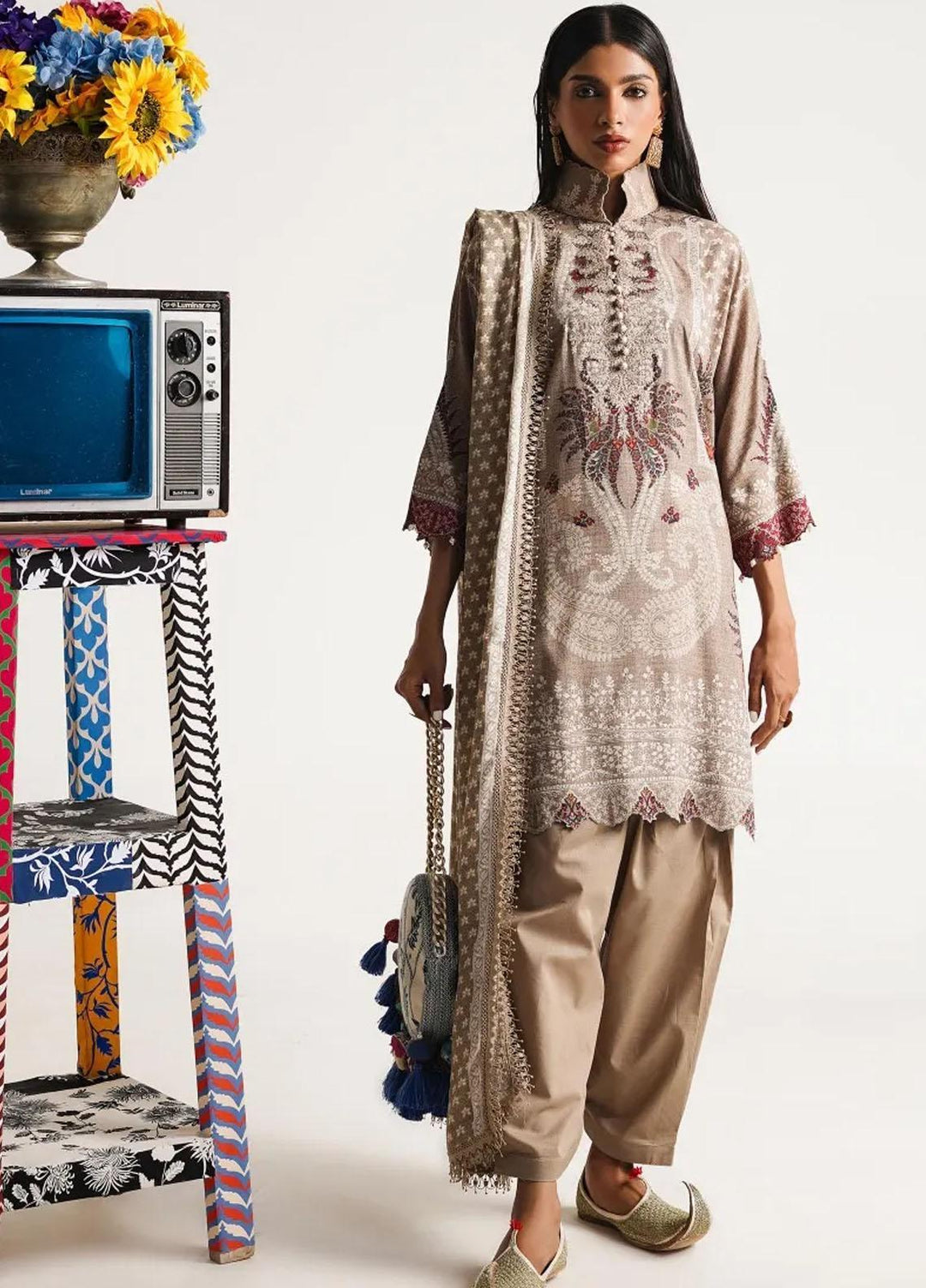 Mahay By Sana Safinaz Embroidered Linen Suits Unstitched 3 Piece SS23MHW 10A - Winter Collection