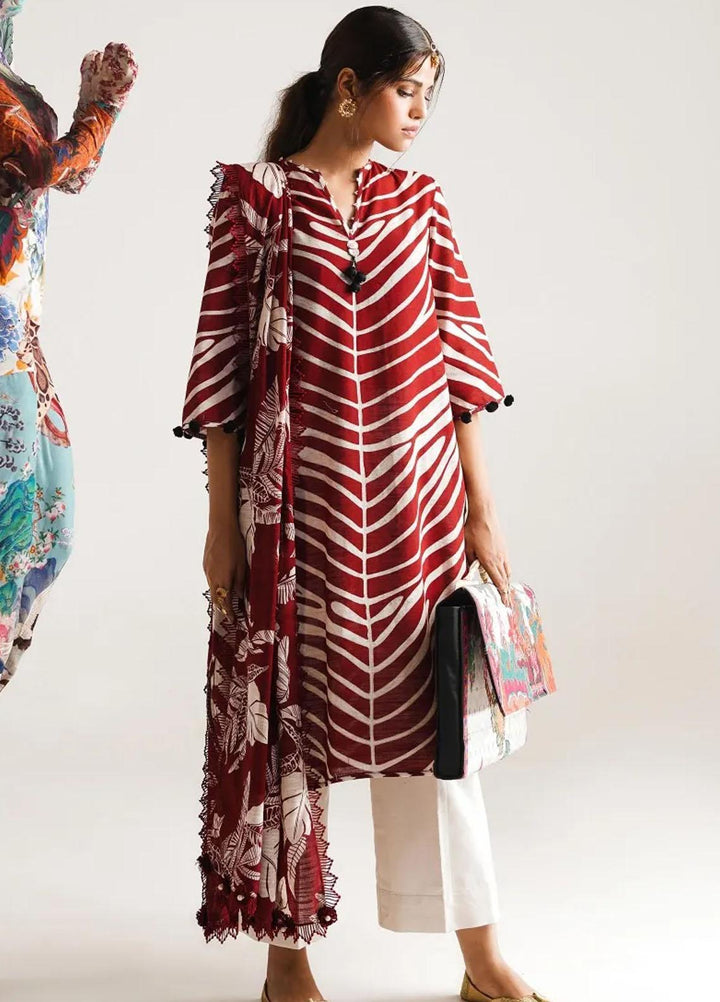 Mahay By Sana Safinaz Printed Slub Suits Unstitched 2 Piece SS23MHW 12B - Winter Collection