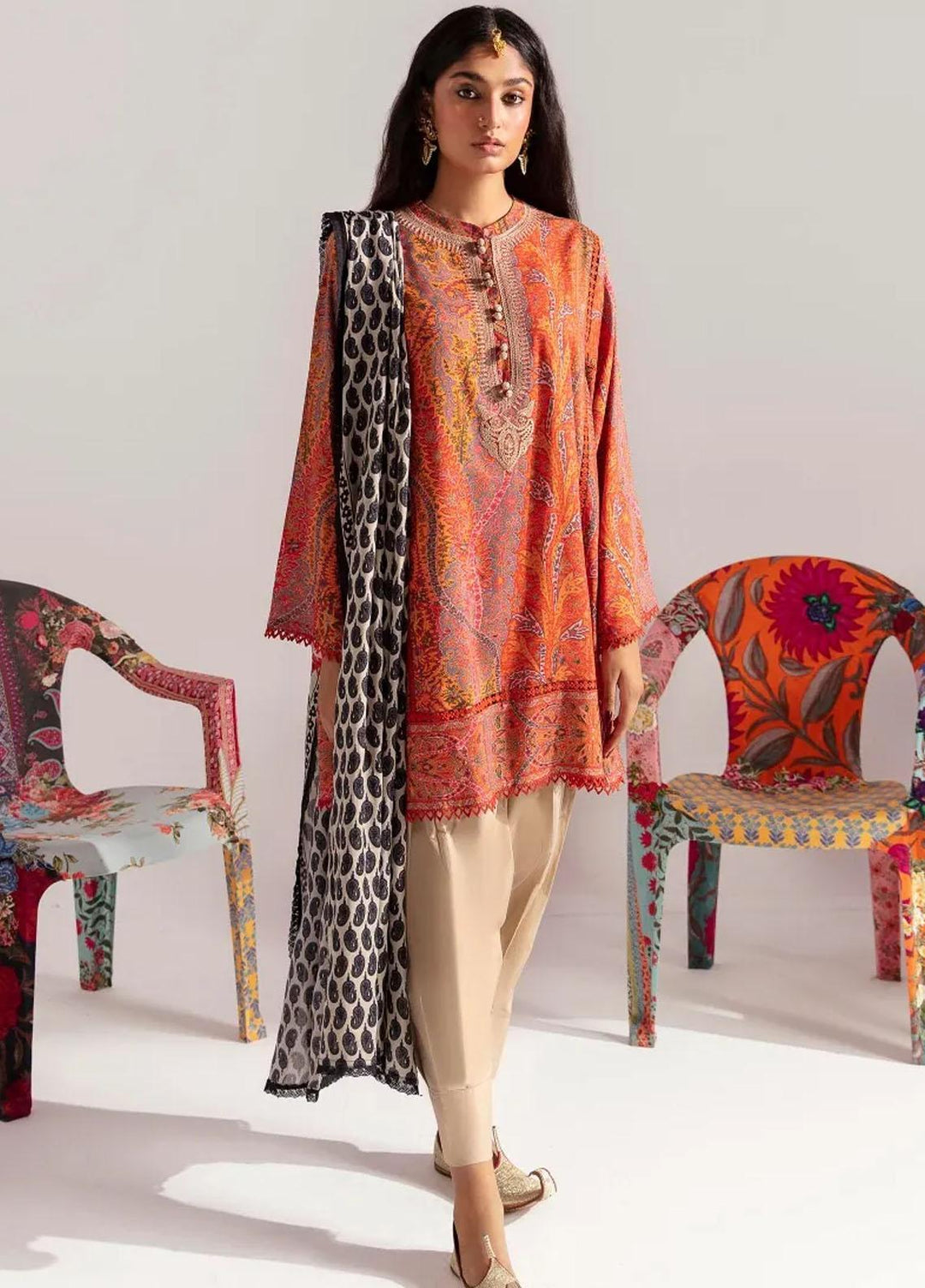 Mahay By Sana Safinaz Embroidered Linen Suits Unstitched 2 Piece SS23MHW 14A - Winter Collection