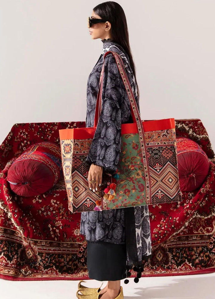 Mahay By Sana Safinaz Printed Slub Suits Unstitched 2 Piece SS23MHW 16A - Winter Collection