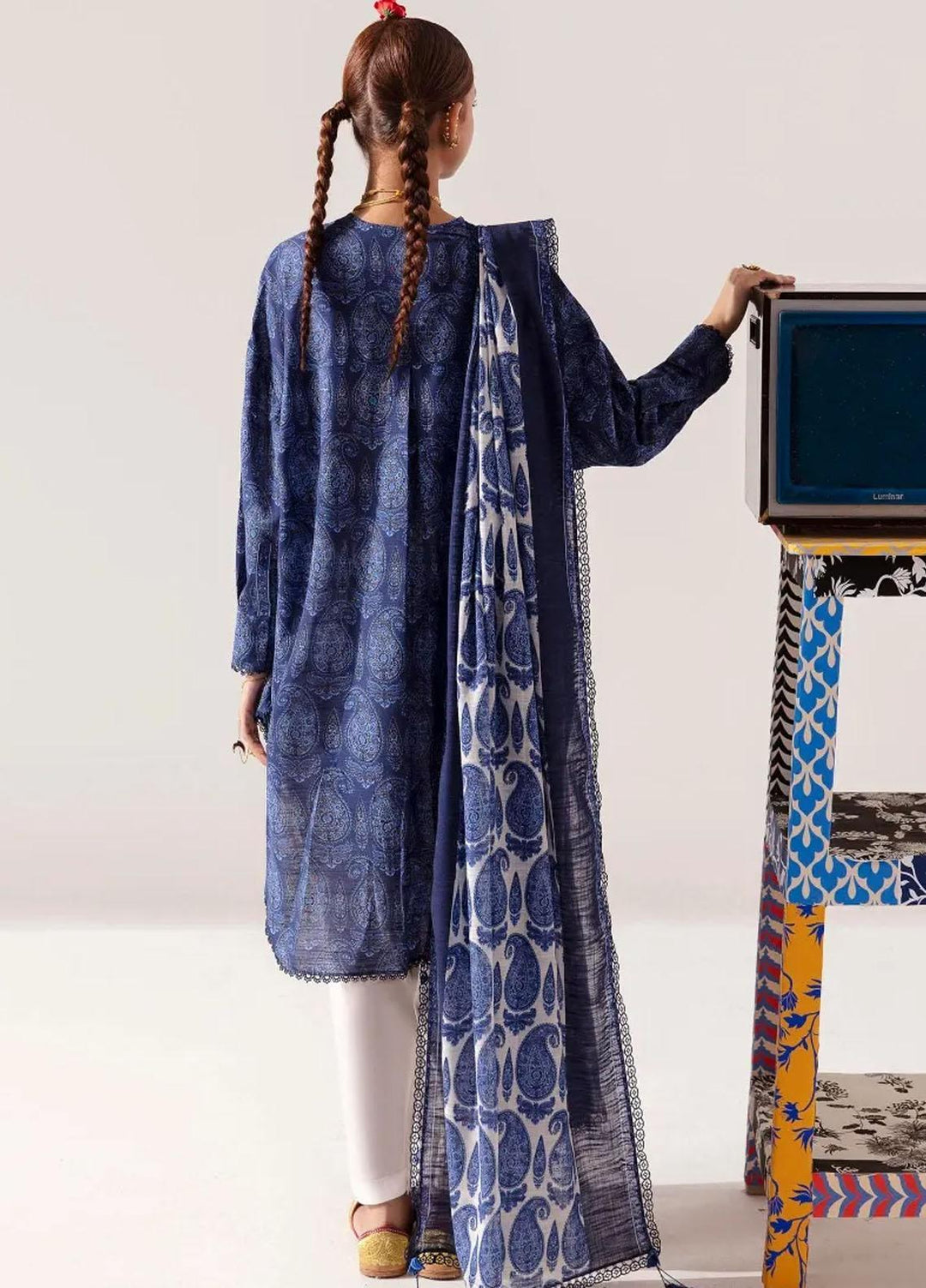 Mahay By Sana Safinaz Printed Slub Suits Unstitched 2 Piece SS23MHW 16B - Winter Collection