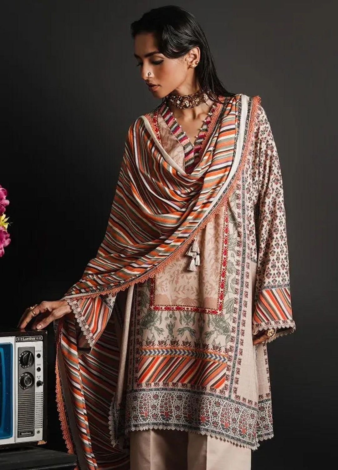 Mahay By Sana Safinaz Embroidered Linen Suits Unstitched 2 Piece SS23MHW 18B - Winter Collection