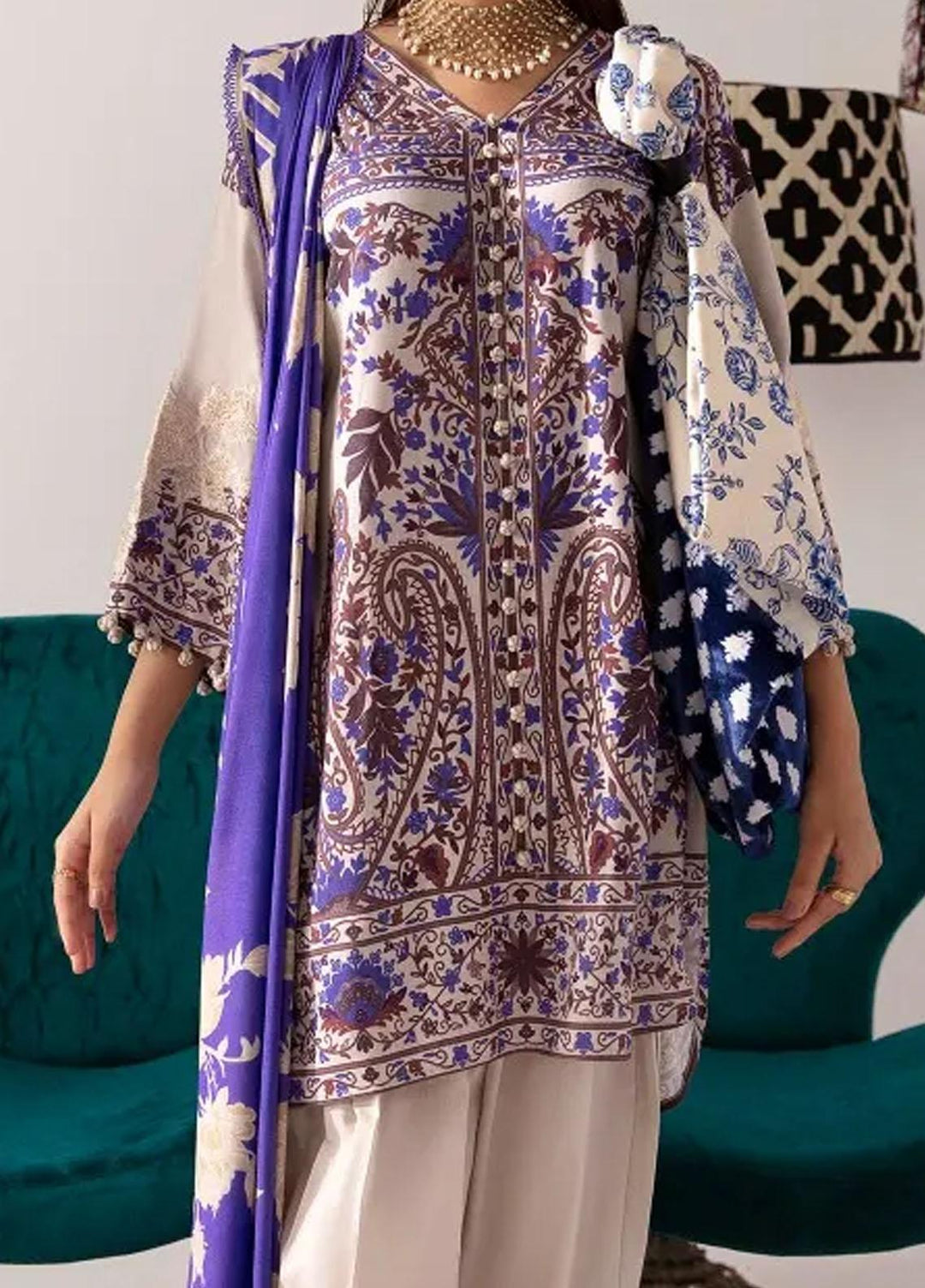 Mahay By Sana Safinaz Embroidered Linen Suits Unstitched 2 Piece SS23MHW 19B - Winter Collection