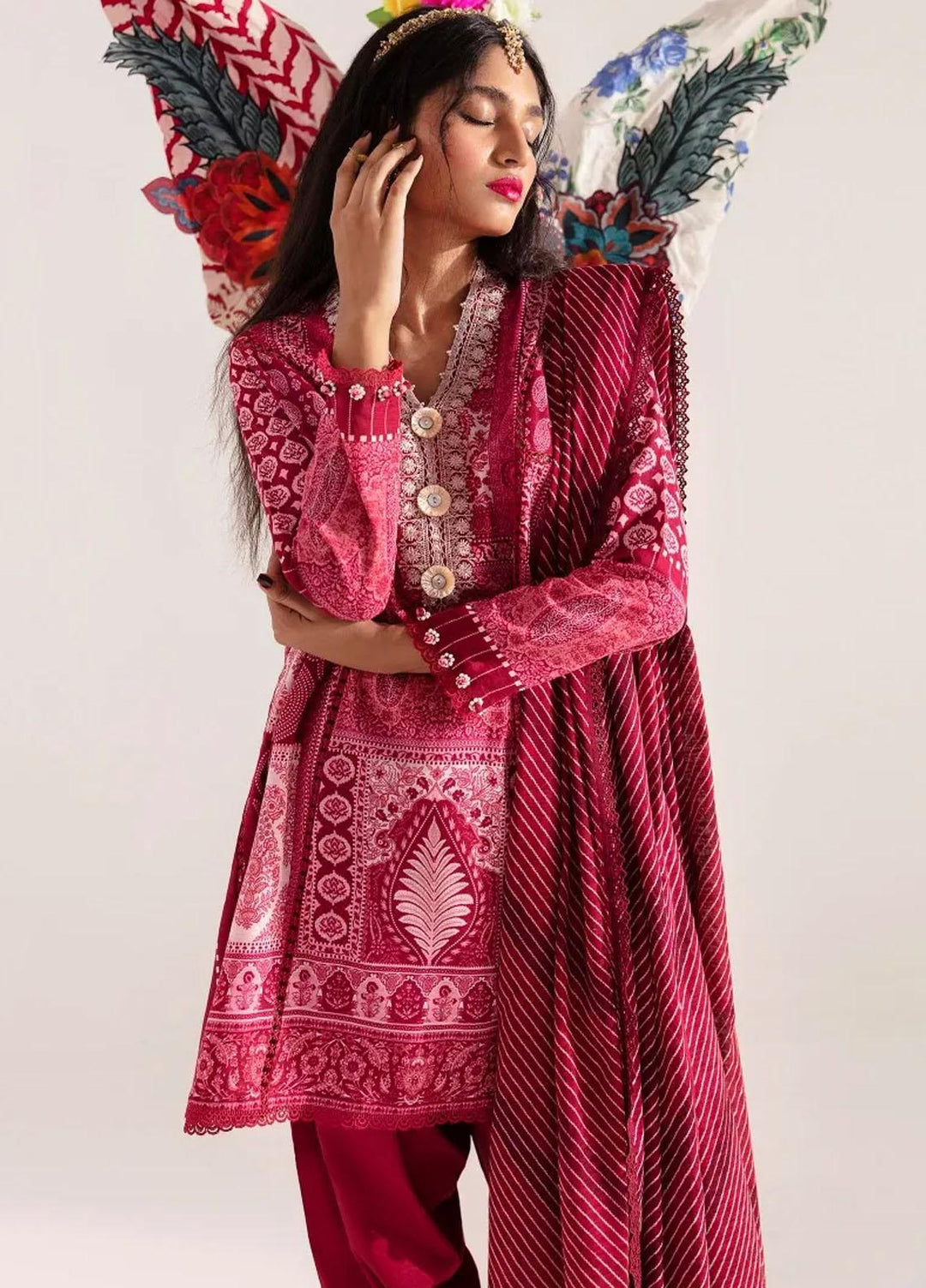 Mahay By Sana Safinaz Embroidered Slub Suits Unstitched 2 Piece SS23MHW 1B - Winter Collection