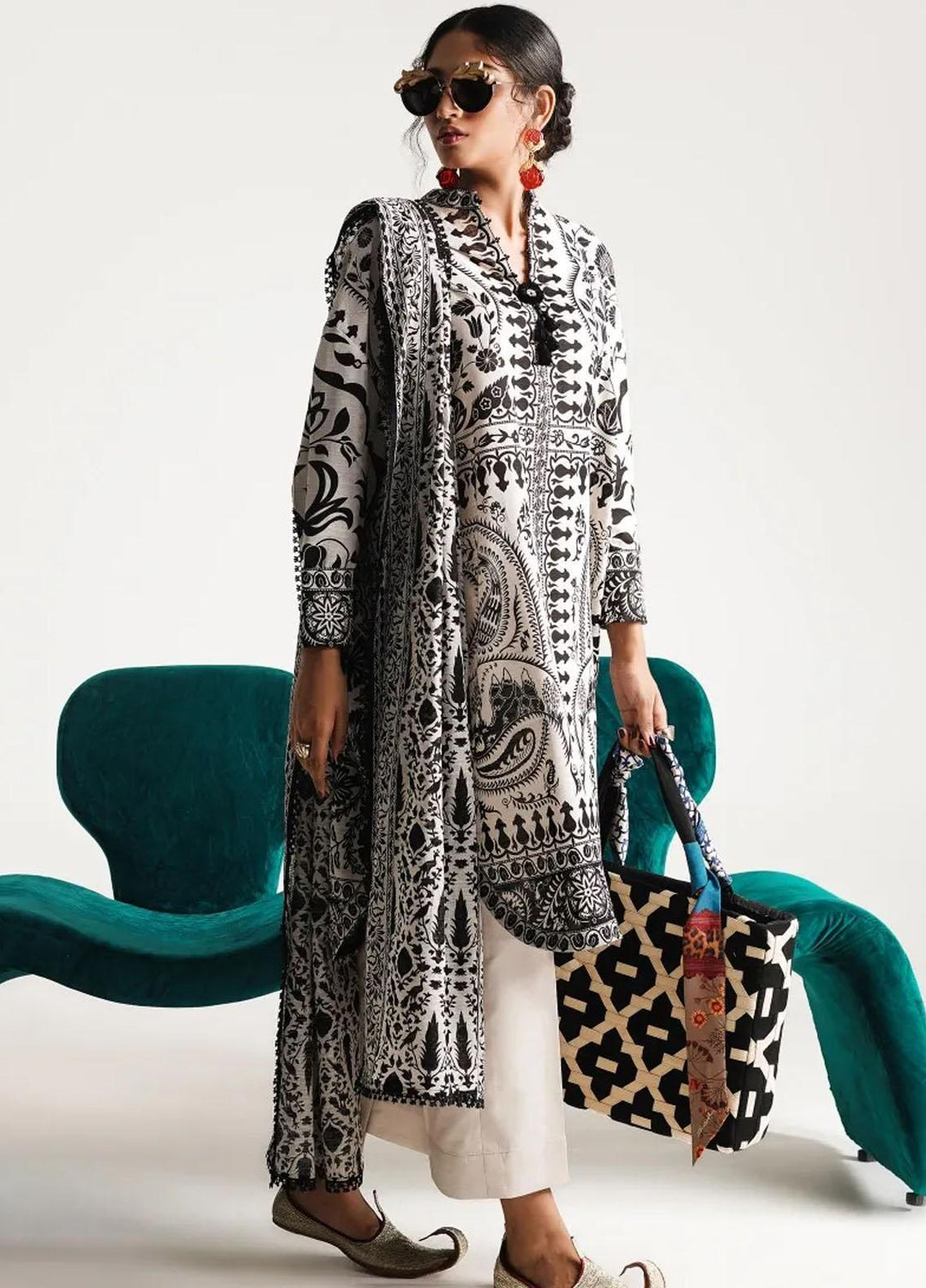 Mahay By Sana Safinaz Printed Slub Suits Unstitched 2 Piece SS23MHW 20A - Winter Collection