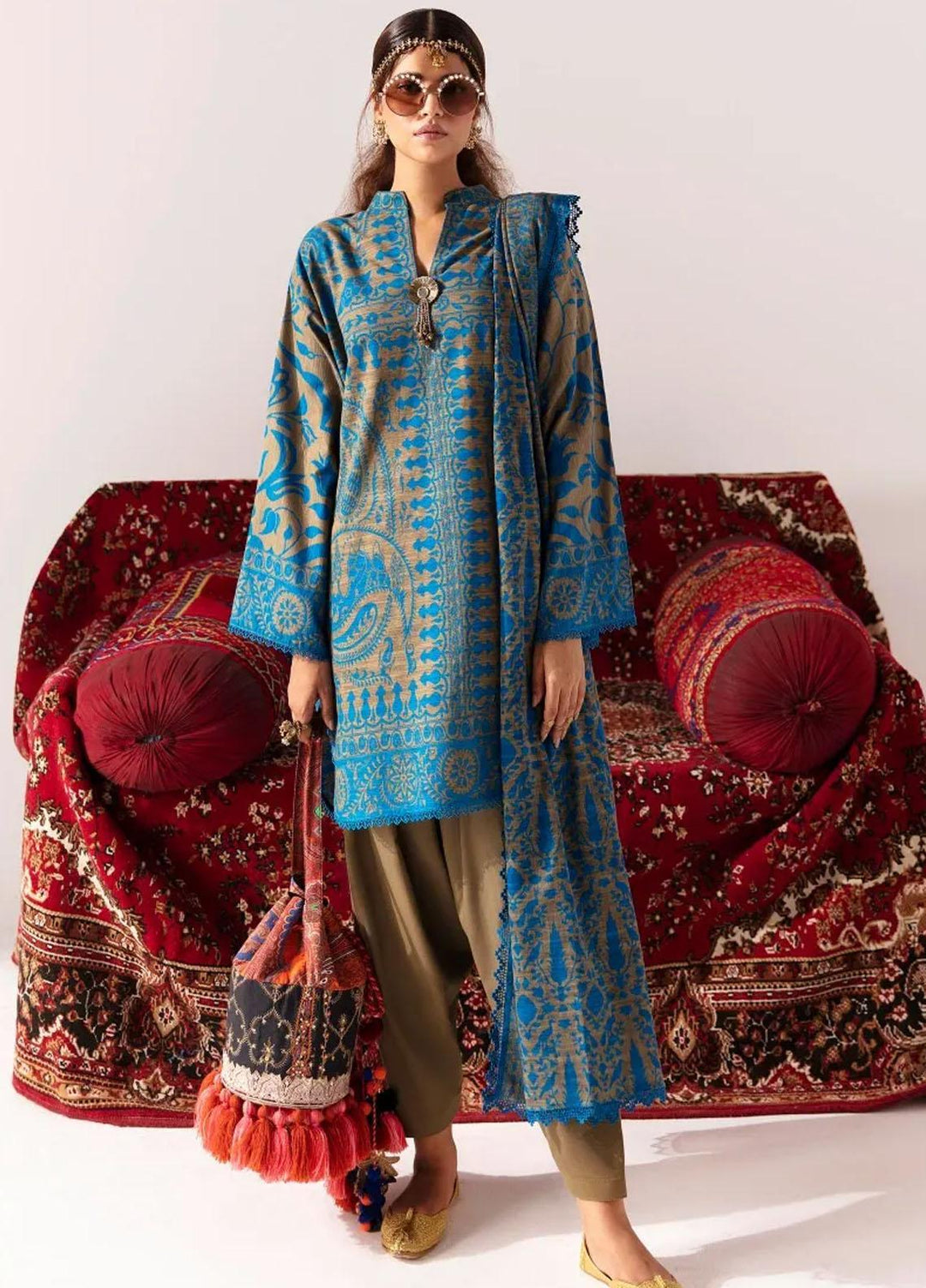 Mahay By Sana Safinaz Printed Slub Suits Unstitched 2 Piece SS23MHW 20B - Winter Collection