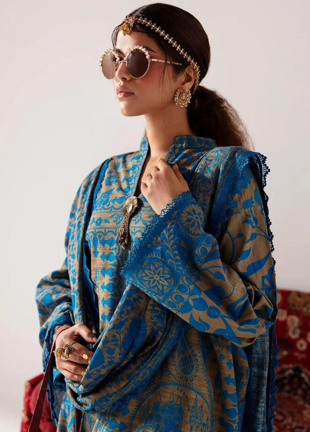 Mahay By Sana Safinaz Printed Slub Suits Unstitched 2 Piece SS23MHW 20B - Winter Collection