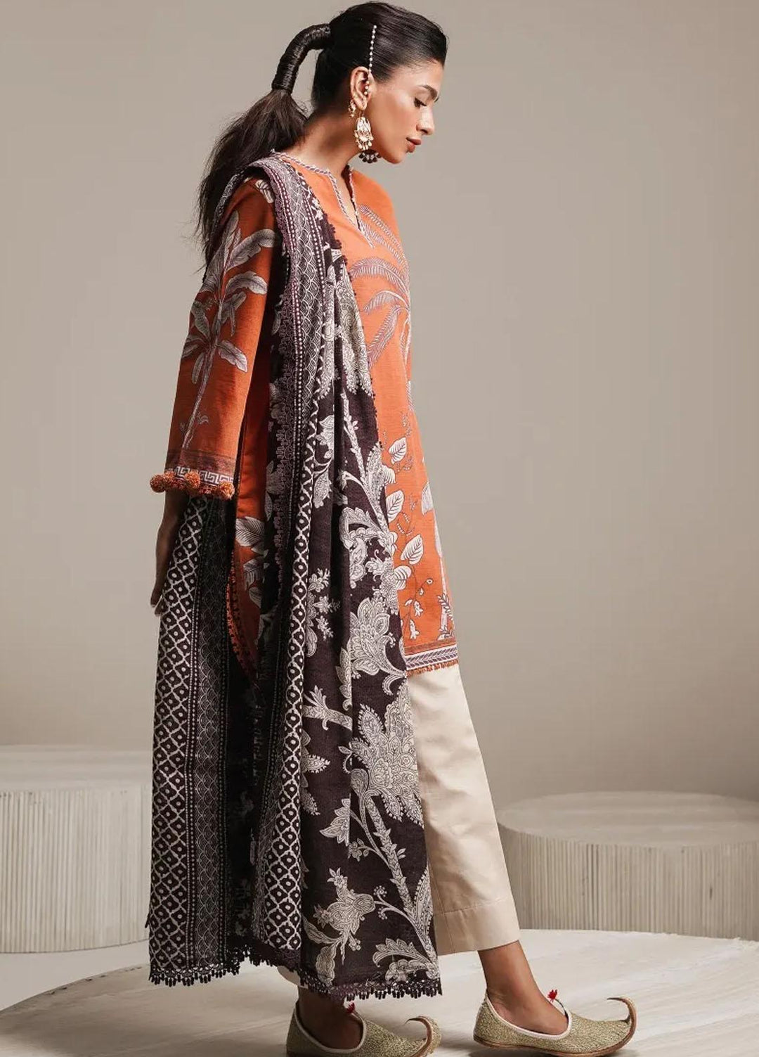 Mahay By Sana Safinaz Printed Slub Suits Unstitched 2 Piece SS23MHW 22A - Winter Collection