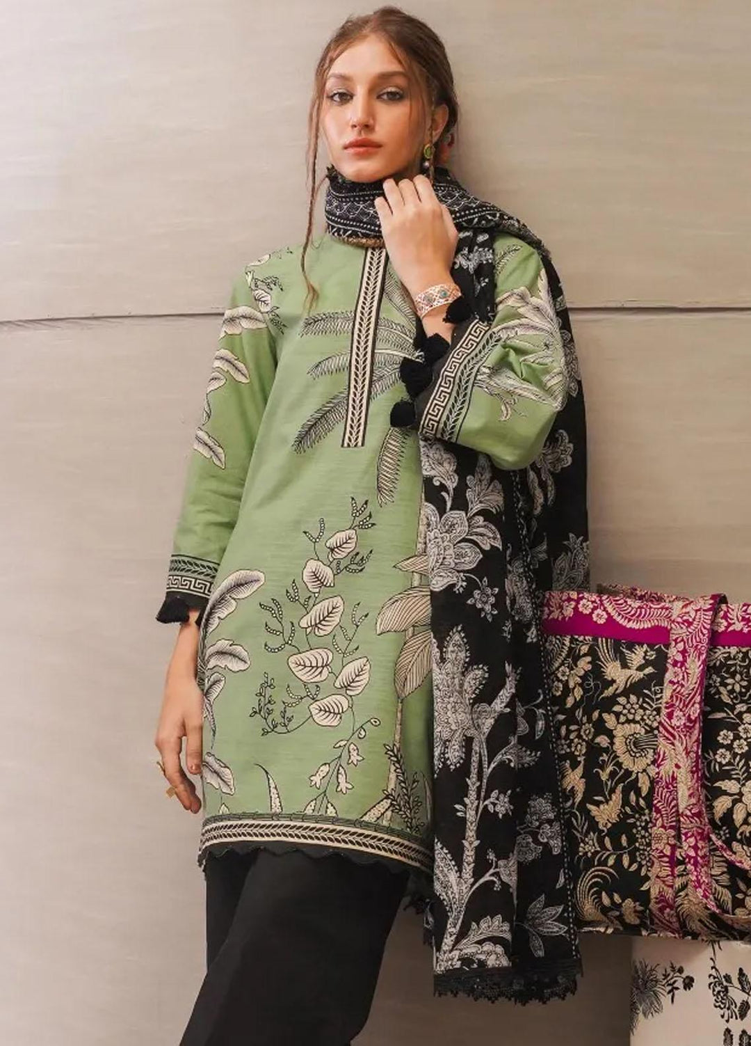 Mahay By Sana Safinaz Printed Slub Suits Unstitched 2 Piece SS23MHW 22B - Winter Collection