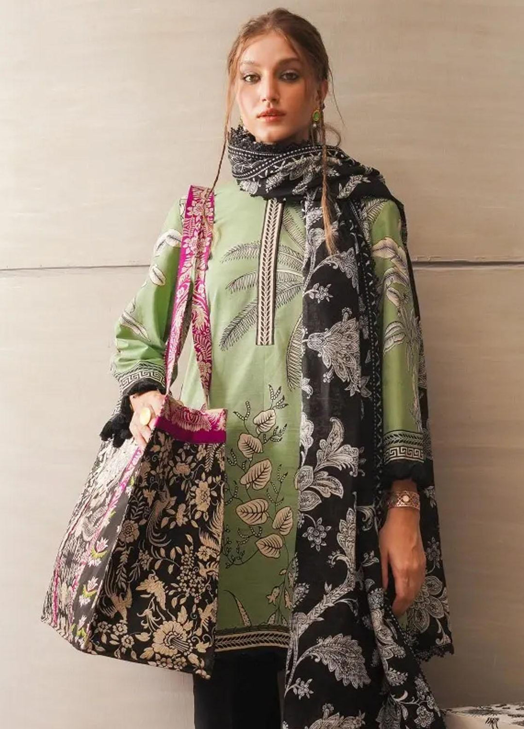 Mahay By Sana Safinaz Printed Slub Suits Unstitched 2 Piece SS23MHW 22B - Winter Collection