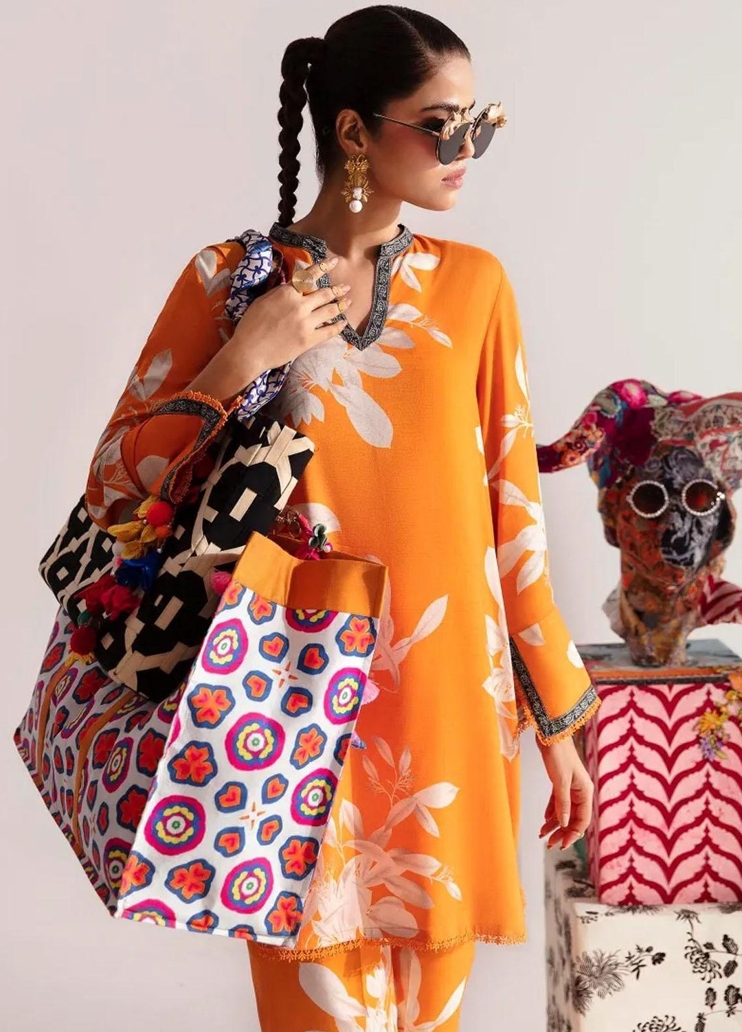 Mahay By Sana Safinaz Printed Linen Suits Unstitched 2 Piece SS23MHW 26B - Winter Collection