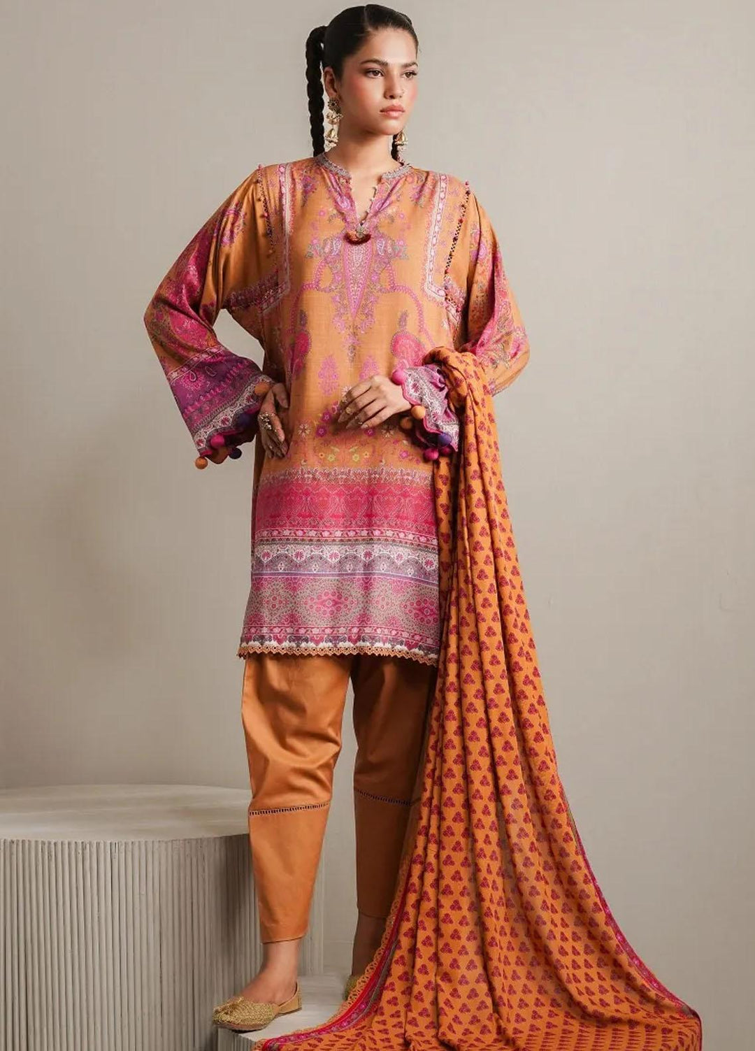 Mahay By Sana Safinaz Printed Linen Suits Unstitched 3 Piece SS23MHW 28B - Winter Collection