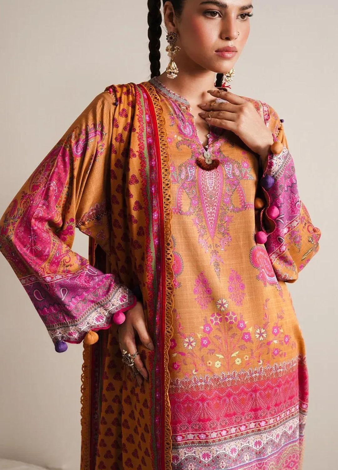 Mahay By Sana Safinaz Printed Linen Suits Unstitched 3 Piece SS23MHW 28B - Winter Collection