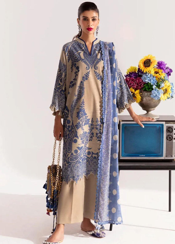 Mahay By Sana Safinaz Printed Slub Suits Unstitched 3 Piece SS23MHW 30B - Winter Collection