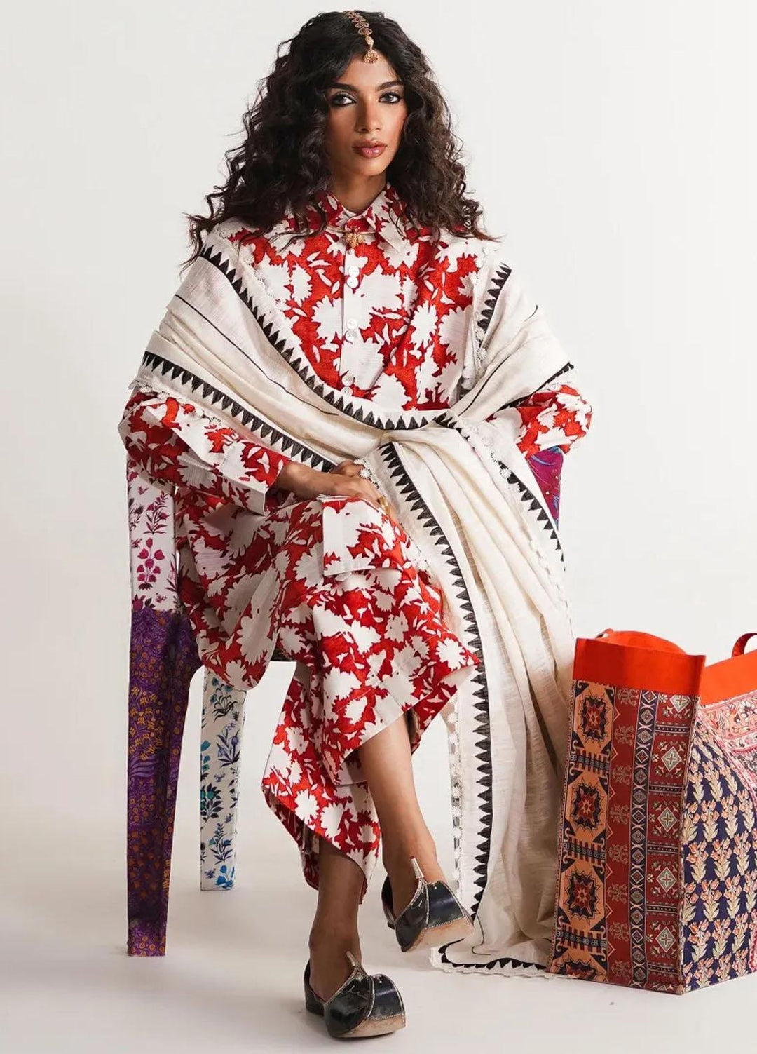 Mahay By Sana Safinaz Printed Slub Suits Unstitched 3 Piece SS23MHW 5A - Winter Collection