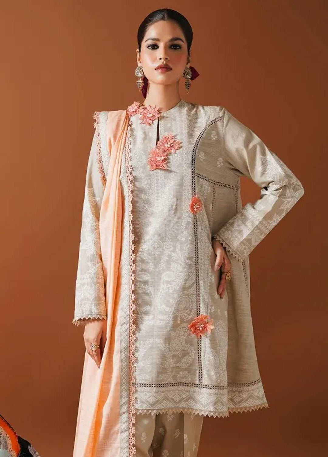 Mahay By Sana Safinaz Embroidered Slub Suits Unstitched 3 Piece SS23MHW 7A - Winter Collection