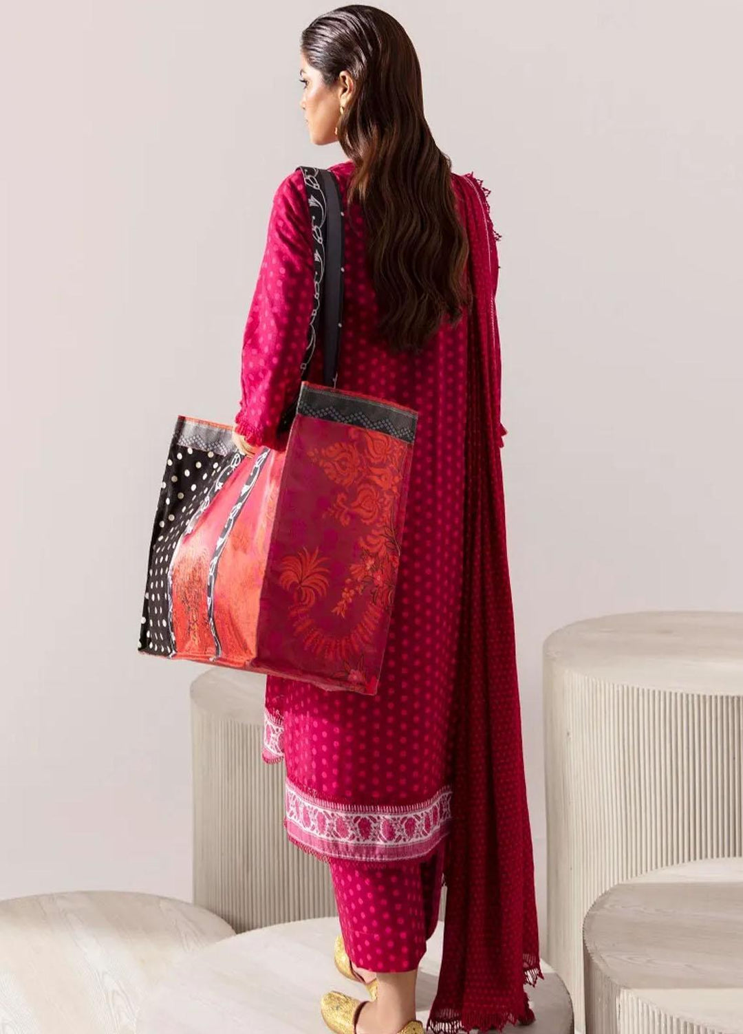 Mahay By Sana Safinaz Printed Slub Suits Unstitched 3 Piece SS23MHW 8A - Winter Collection