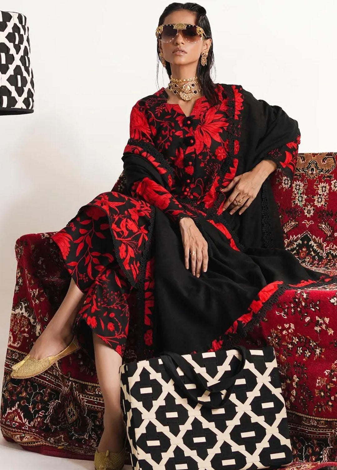 Mahay By Sana Safinaz Printed Slub Suits Unstitched 3 Piece SS23MHW 9A - Winter Collection