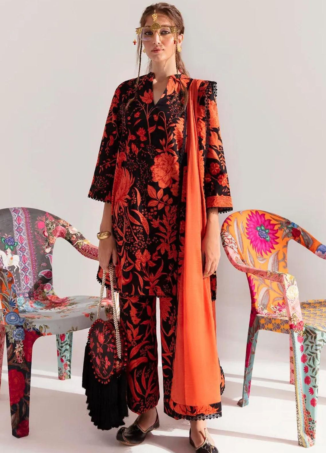 Mahay By Sana Safinaz Printed Slub Suits Unstitched 3 Piece SS23MHW 9B - Winter Collection