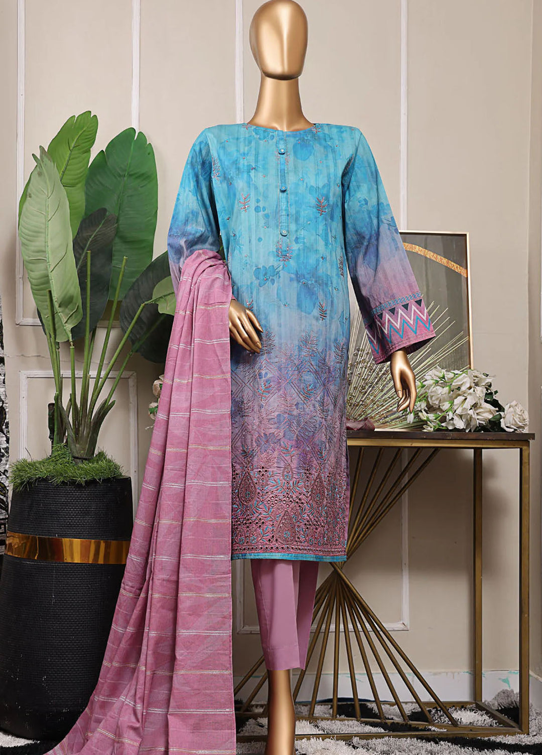 Mahee by Hz Textiles Embroidered Lawn Suits Unstitched 3 Piece MEJ-1255 - Summer Collection