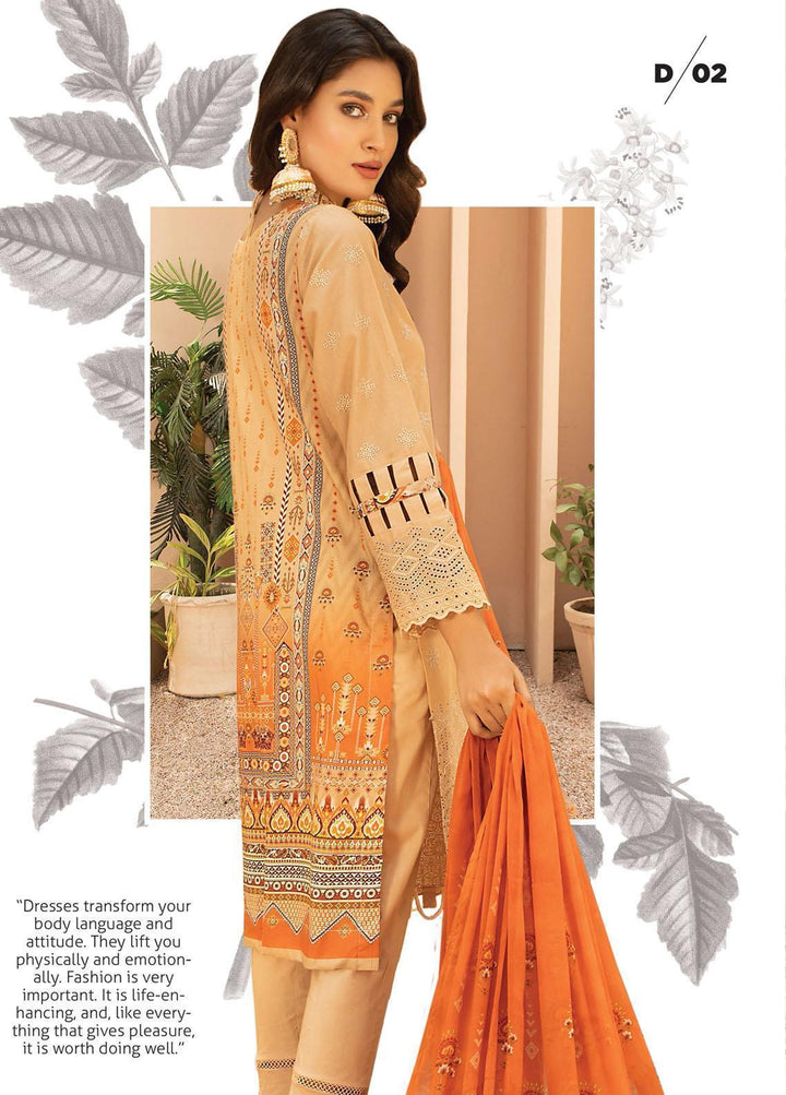 Mahee's By Riaz Arts Embroidered Lawn Suits Unstitched 3 Piece RA22CK D-02 - Summer Collection
