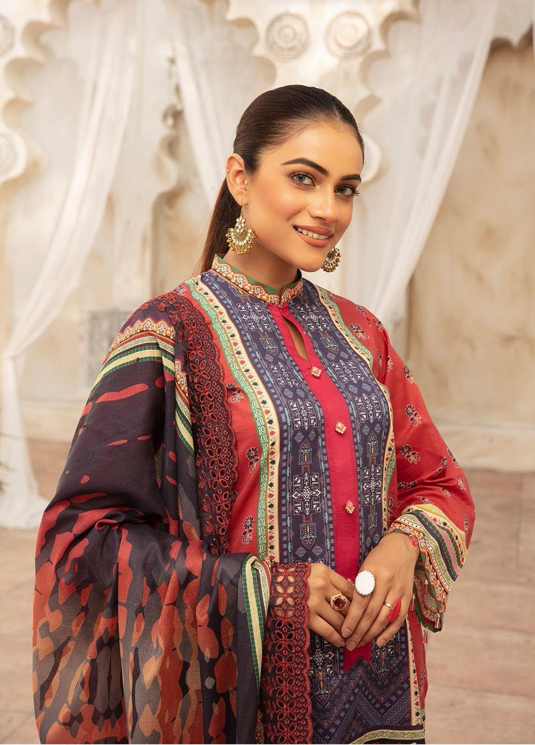 Mahee's By Riaz Arts Embroidered Lawn Suits Unstitched 3 Piece RA22MEL D-01 - Summer Collection