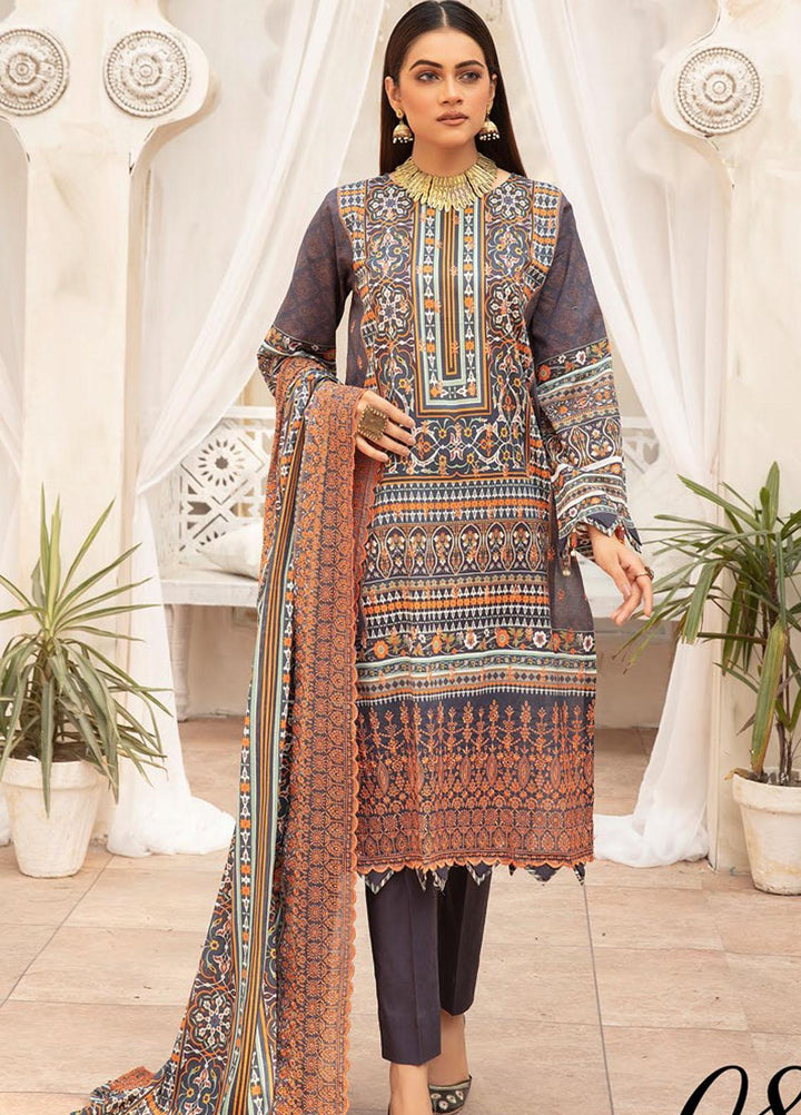 Mahee's By Riaz Arts Embroidered Lawn Suits Unstitched 3 Piece RA22MEL D-08 - Summer Collection