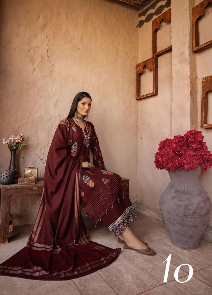 Mahee's By Riaz Arts Embroidered Leather Peach Suits Unstitched 3 Piece RA22-M7 10 - Winter Collection