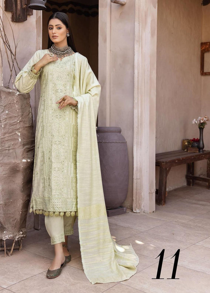 Mahee's By Riaz Arts Embroidered Leather Peach Suits Unstitched 3 Piece RA22-M7 11 - Winter Collection