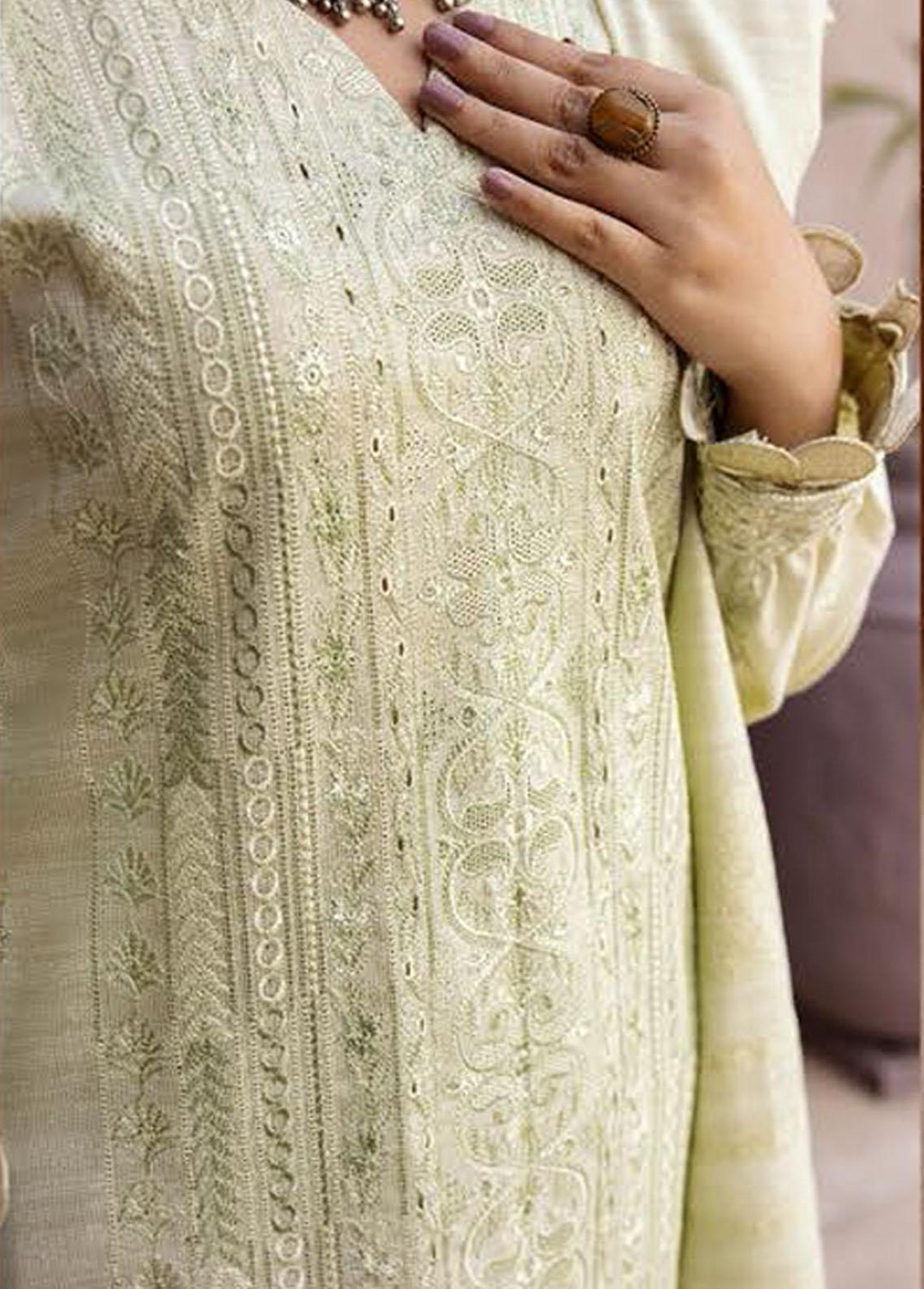 Mahee's By Riaz Arts Embroidered Leather Peach Suits Unstitched 3 Piece RA22-M7 11 - Winter Collection