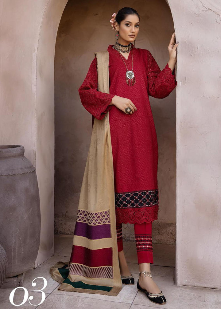 Mahee's By Riaz Arts Embroidered Leather Peach Suits Unstitched 3 Piece RA22-M7 03 - Winter Collection