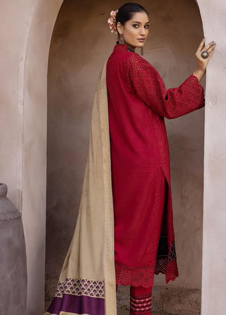 Mahee's By Riaz Arts Embroidered Leather Peach Suits Unstitched 3 Piece RA22-M7 03 - Winter Collection