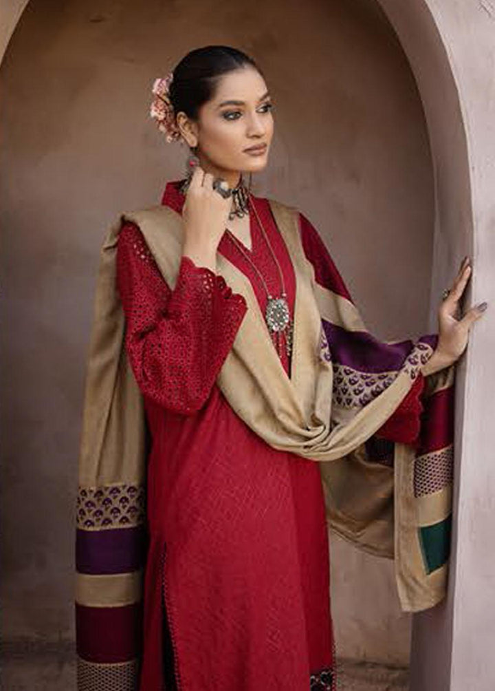 Mahee's By Riaz Arts Embroidered Leather Peach Suits Unstitched 3 Piece RA22-M7 03 - Winter Collection