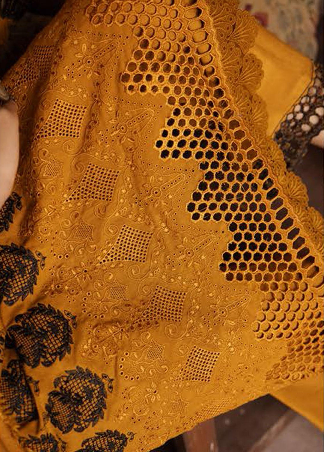 Mahee's By Riaz Arts Embroidered Leather Peach Suits Unstitched 3 Piece RA22-M7 07 - Winter Collection