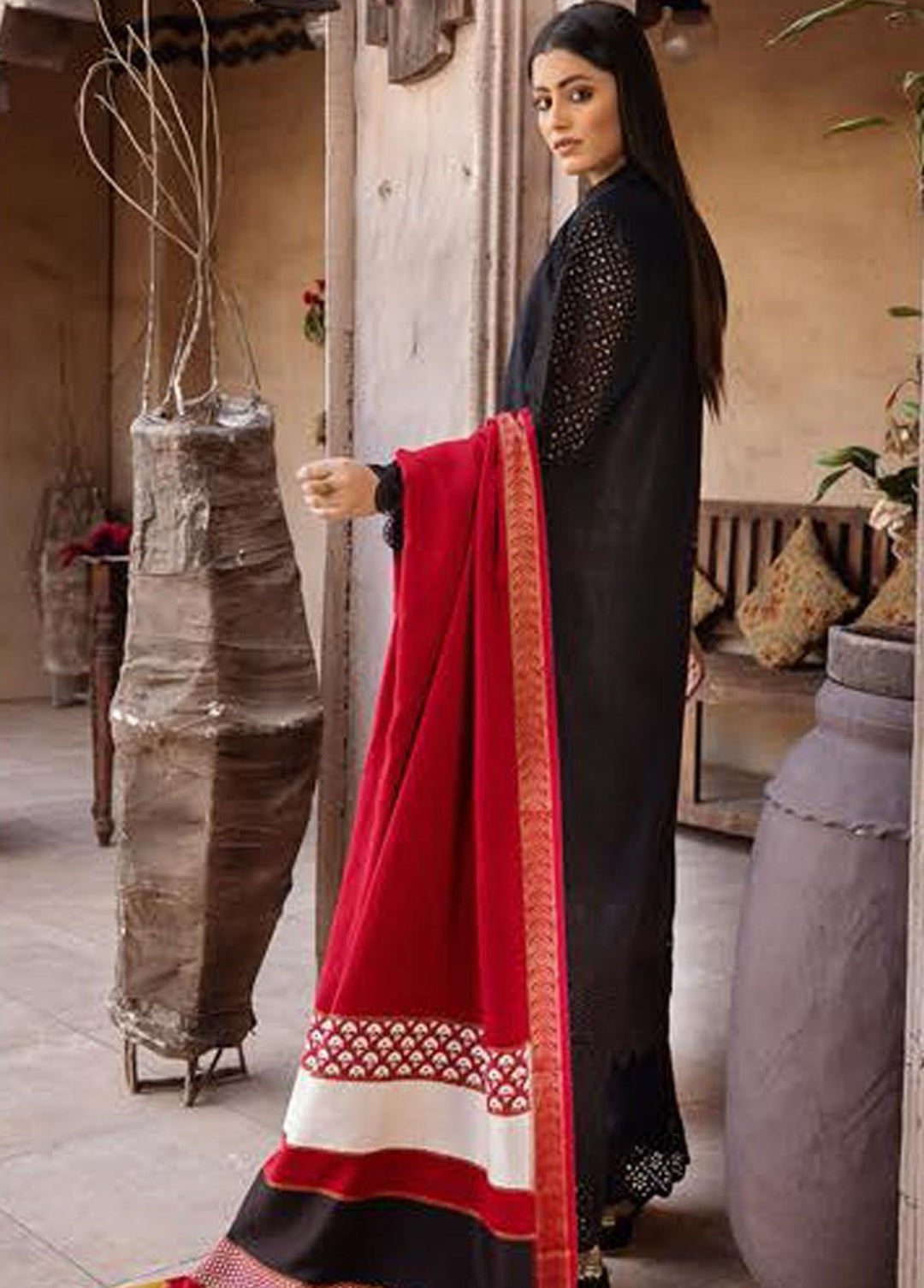 Mahee's By Riaz Arts Embroidered Leather Peach Suits Unstitched 3 Piece RA22-M7 08 - Winter Collection