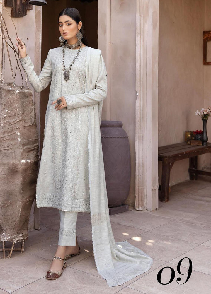 Mahee's By Riaz Arts Embroidered Leather Peach Suits Unstitched 3 Piece RA22-M7 09 - Winter Collection