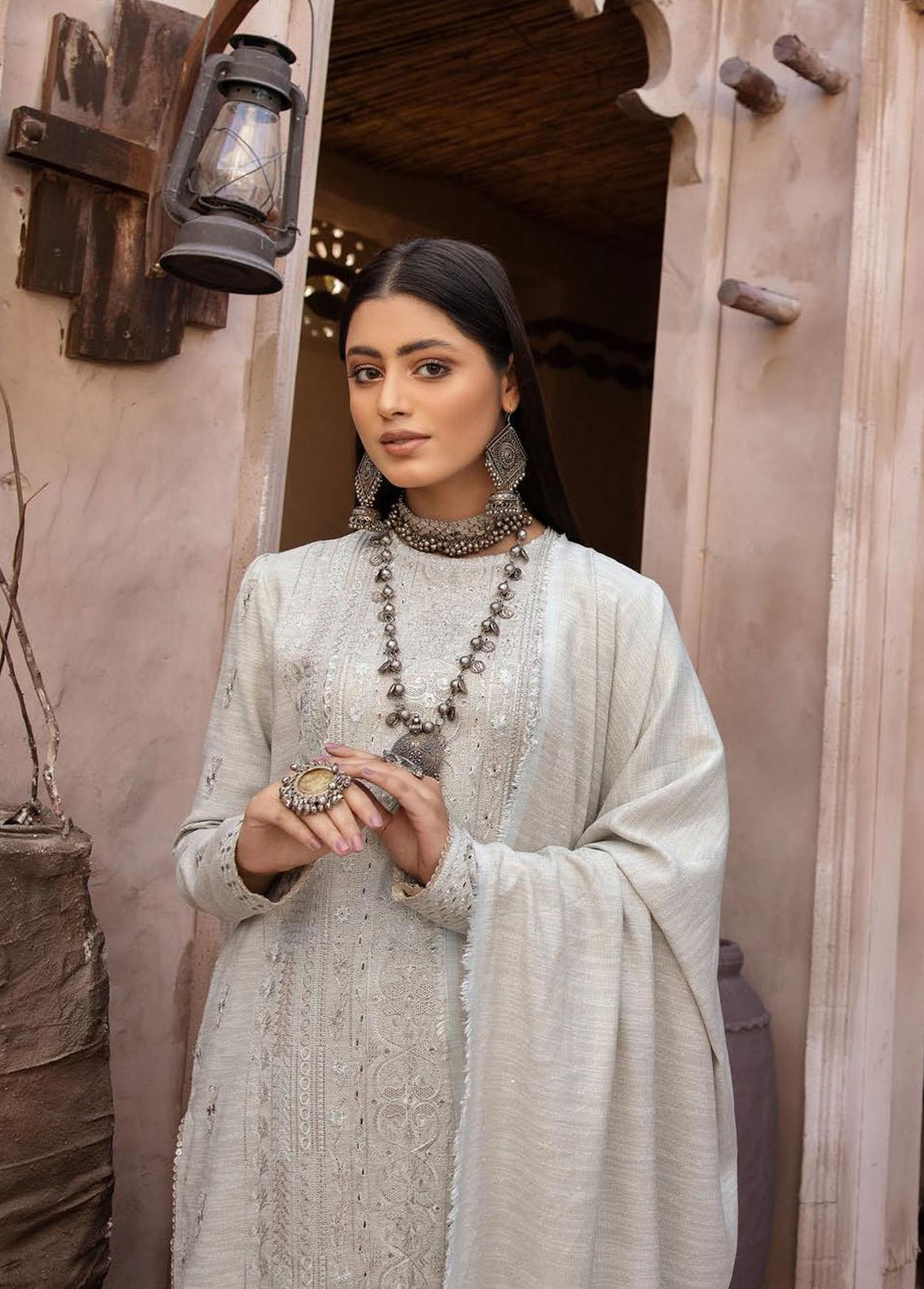 Mahee's By Riaz Arts Embroidered Leather Peach Suits Unstitched 3 Piece RA22-M7 09 - Winter Collection