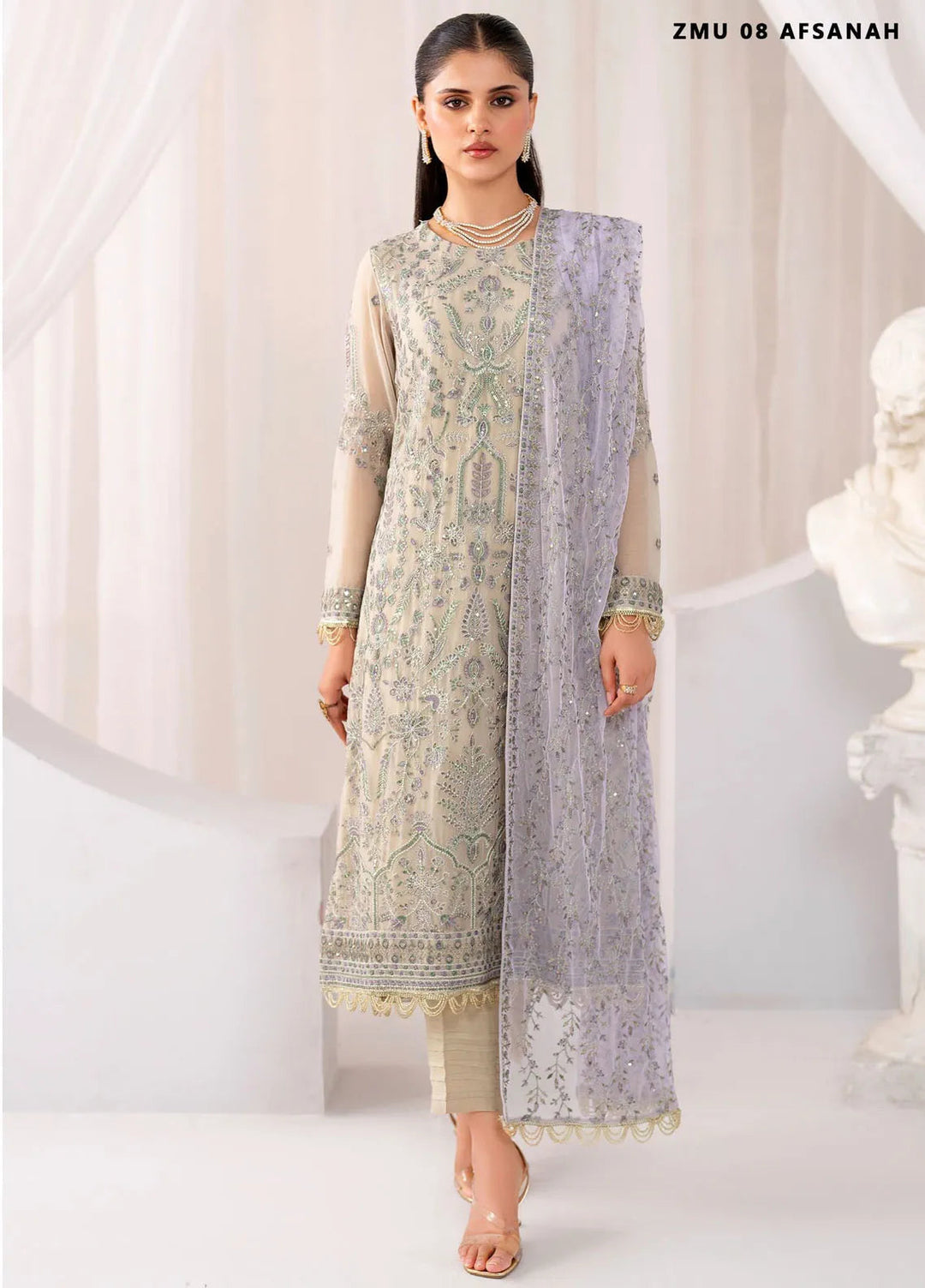 Maheer by Zarif Embroidered Chiffon Suits Unstitched 3 Piece ZR25UF ZMU 08 Afsanah - Formals Collection