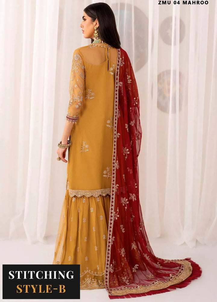 Maheer by Zarif Embroidered Net Suits Unstitched 3 Piece ZR25UF ZMU 04 Mahroo - Formals Collection