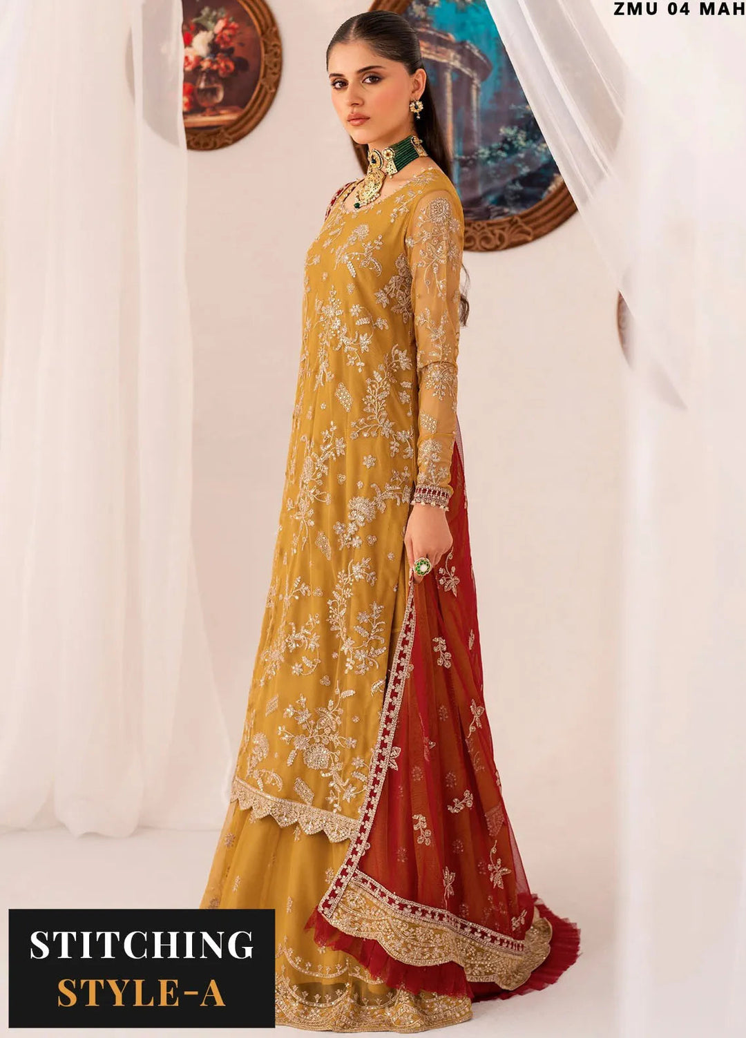 Maheer by Zarif Embroidered Net Suits Unstitched 3 Piece ZR25UF ZMU 04 Mahroo - Formals Collection