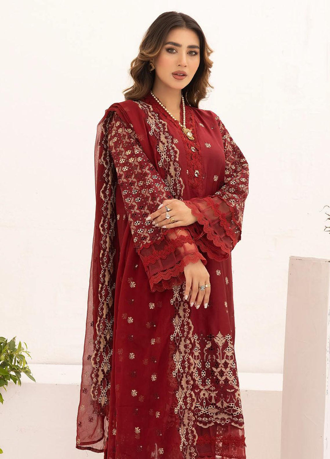 Mahees By Riaz Arts Embroidered Chikankari Lawn Suits Unstitched 3 Piece RA23M D-01 - Summer Collection