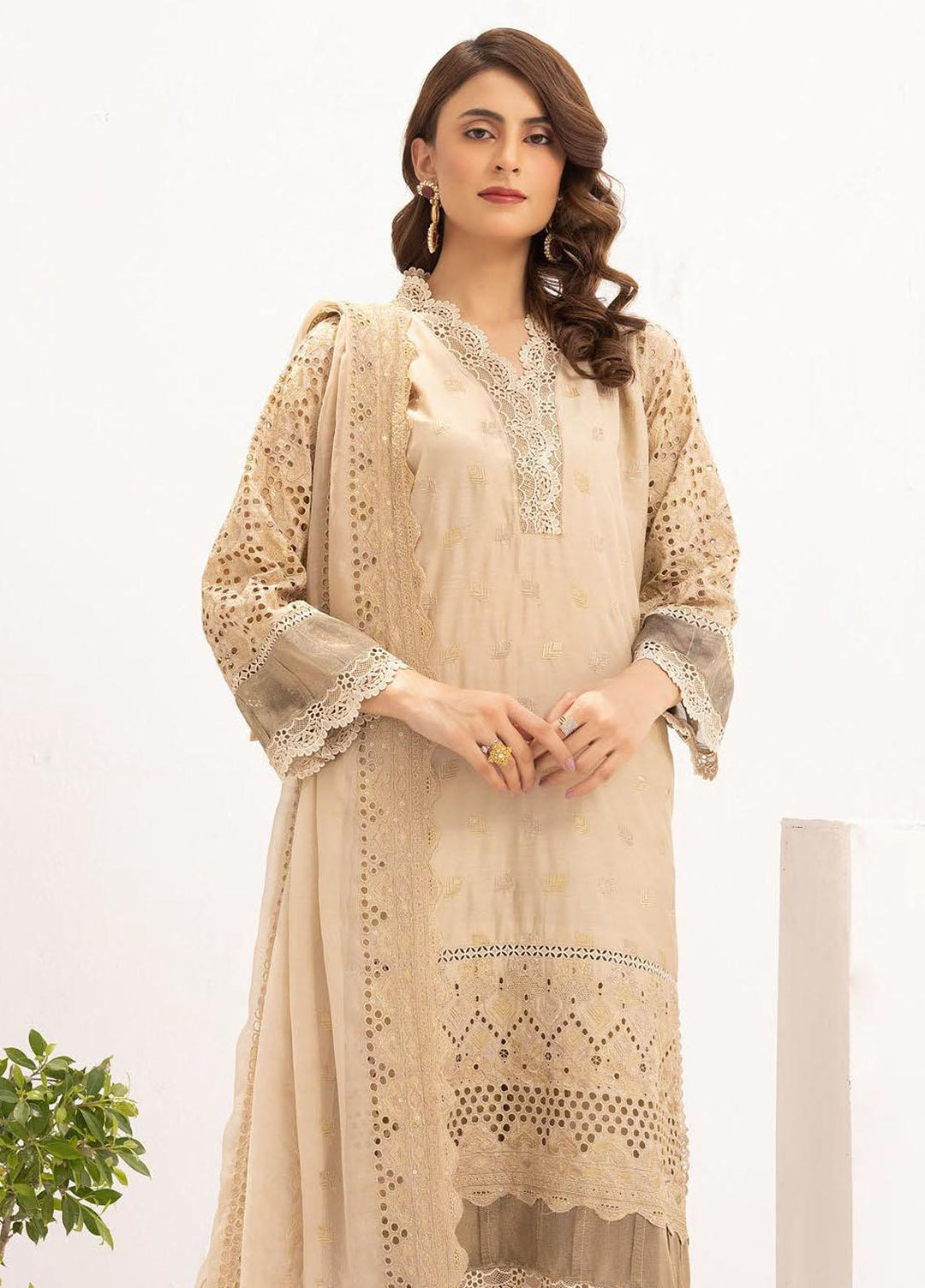 Mahees By Riaz Arts Embroidered Chikankari Lawn Suits Unstitched 3 Piece RA23M D-07 - Summer Collection