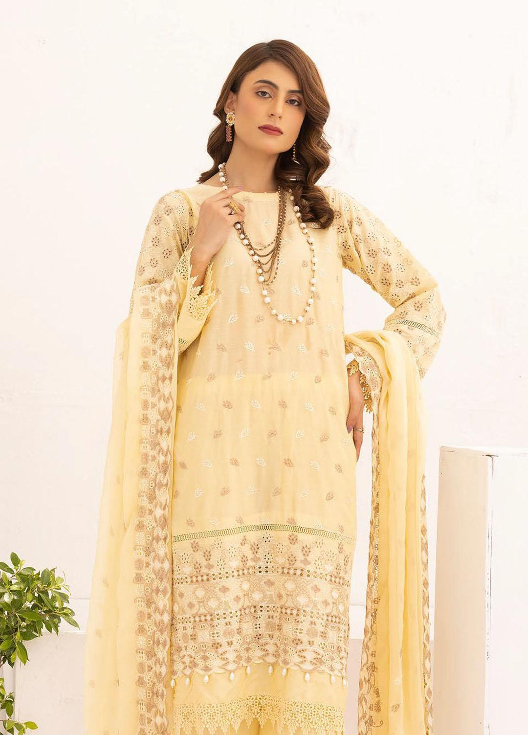 Mahees By Riaz Arts Embroidered Chikankari Lawn Suits Unstitched 3 Piece RA23M D-08 - Summer Collection