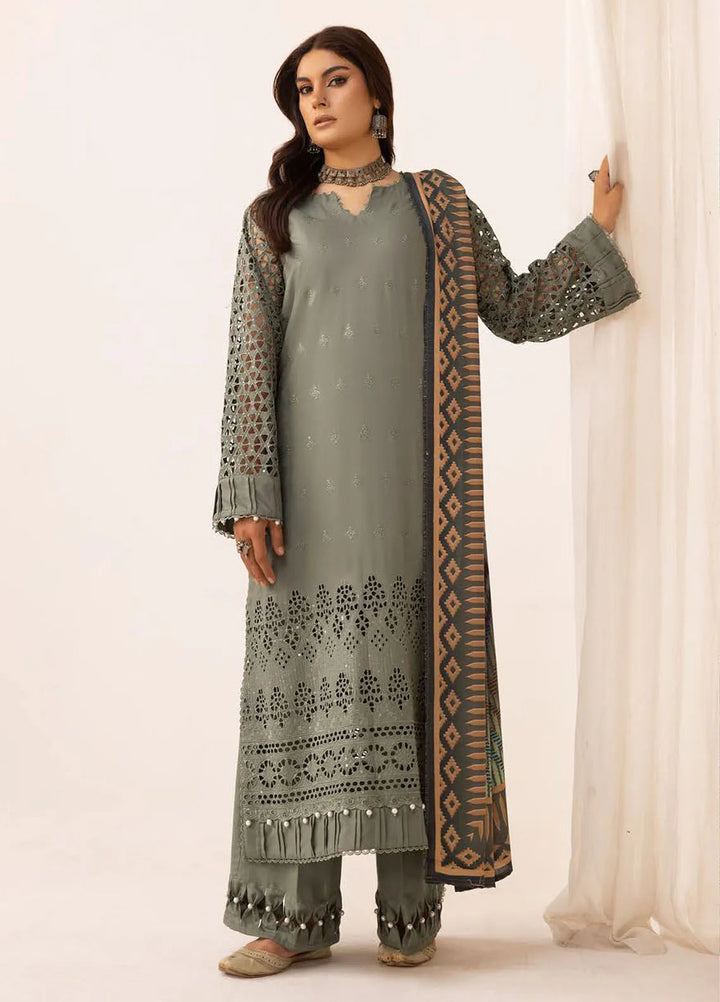 Mahees By Riaz Arts ChikanKari Slub Suit Unstitched 3 Piece RA24CW D-01 - Winter Collection