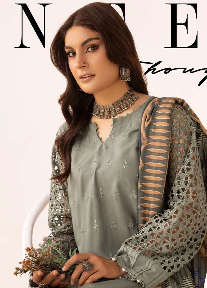Mahees By Riaz Arts ChikanKari Slub Suit Unstitched 3 Piece RA24CW D-01 - Winter Collection