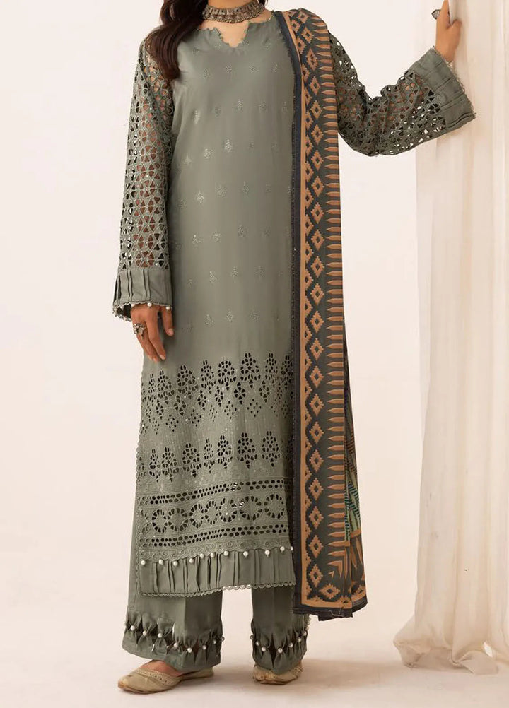 Mahees By Riaz Arts ChikanKari Slub Suit Unstitched 3 Piece RA24CW D-01 - Winter Collection