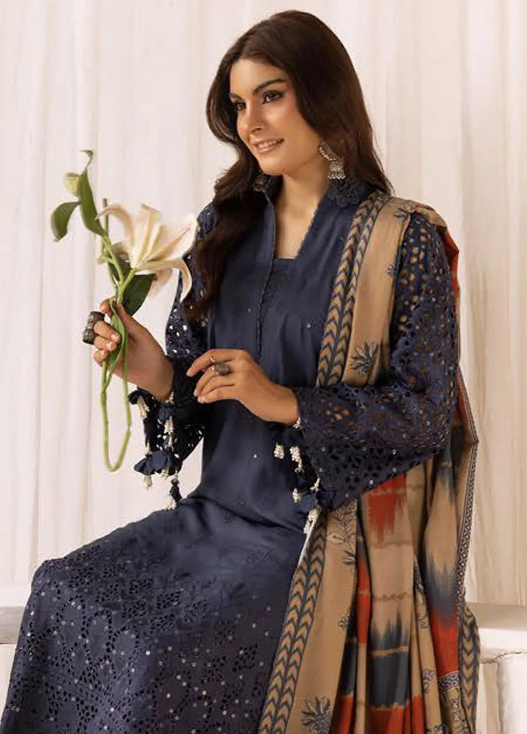 Mahees By Riaz Arts ChikanKari Slub Suit Unstitched 3 Piece RA24CW D-04 - Winter Collection