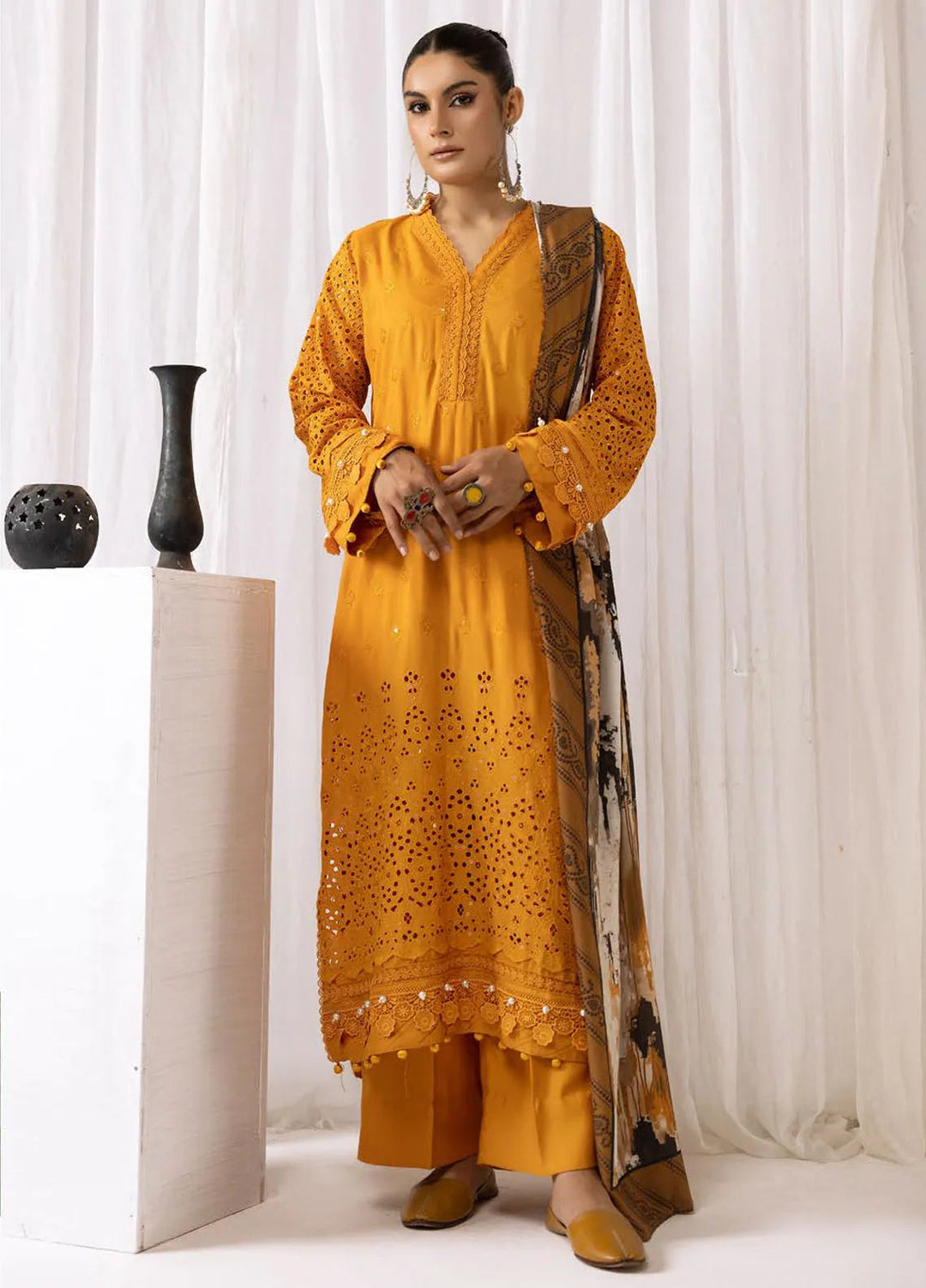 Mahees By Riaz Arts ChikanKari Slub Suit Unstitched 3 Piece RA24CW D-07 - Winter Collection