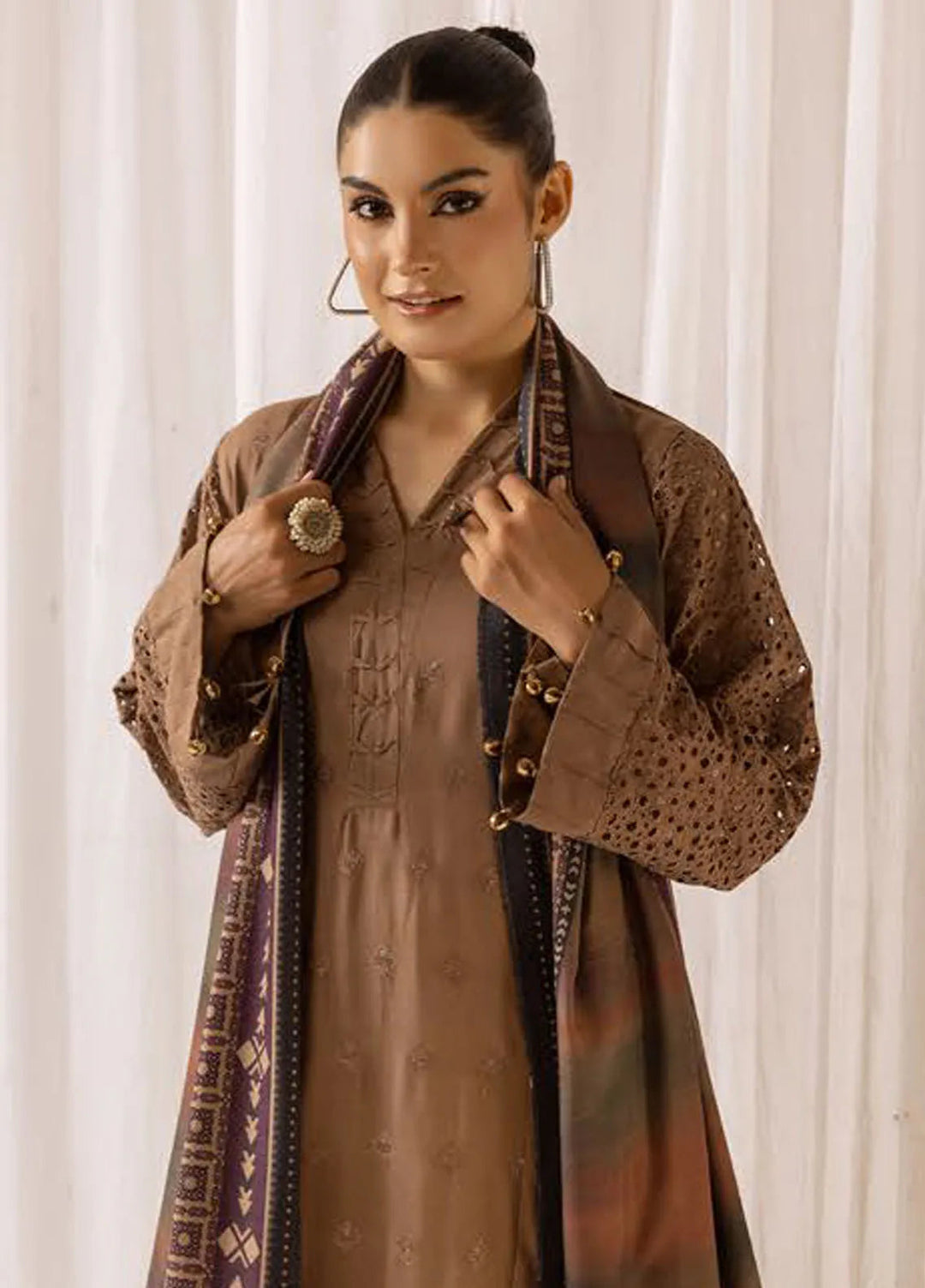 Mahees By Riaz Arts ChikanKari Slub Suit Unstitched 3 Piece RA24CW D-08 - Winter Collection